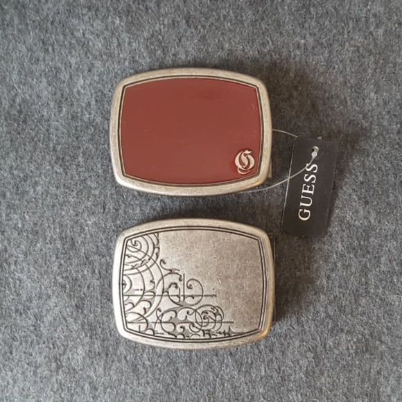 NWT 2 GUESS Belt Buckles - Rustic Silver - Picture 1 of 5